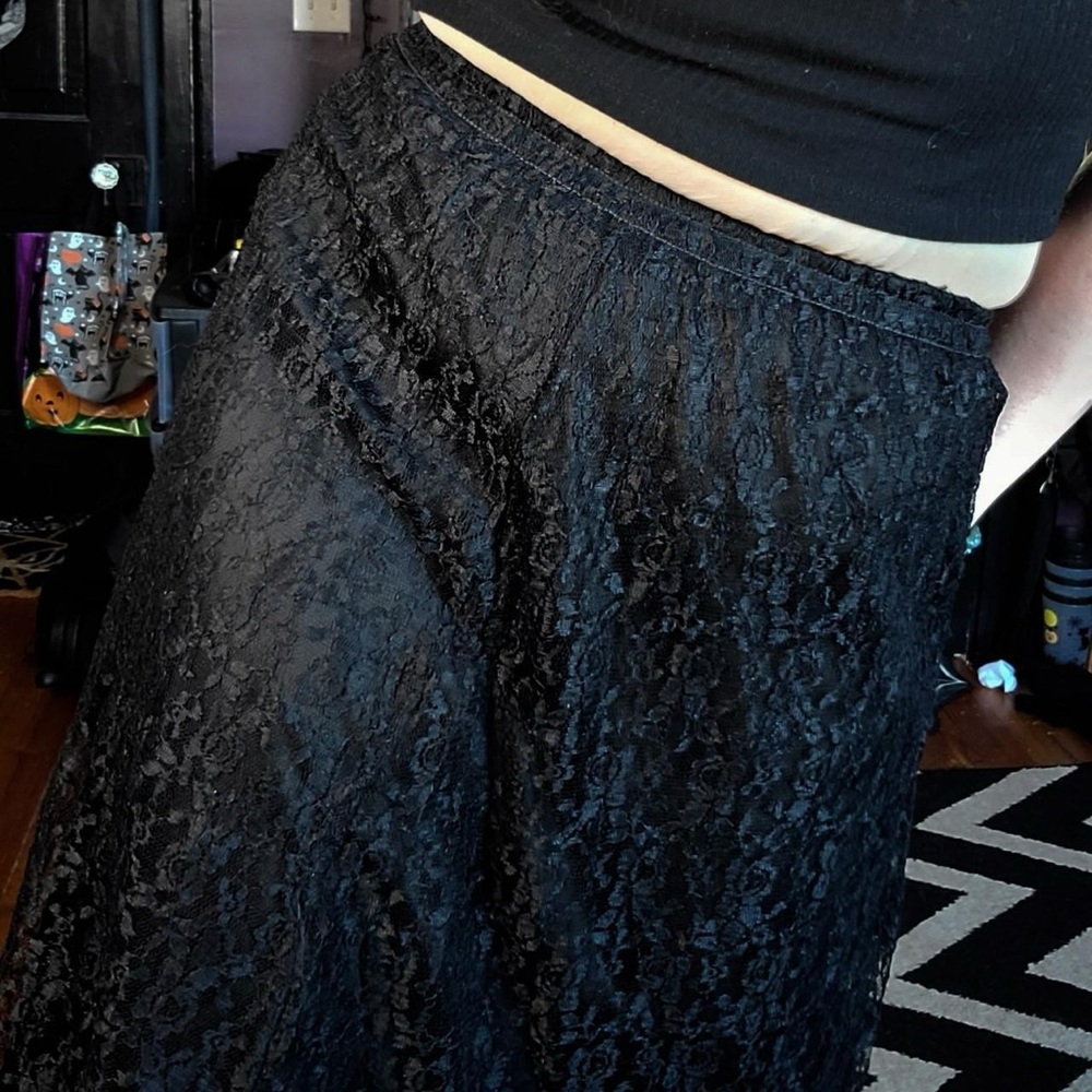 Whimsigoth Black Lace Maxi Skirt y2k - Picture 3 of 8